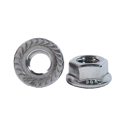 3/8"-24, 304 Stainless Steel Serrated Flange Lock Nuts