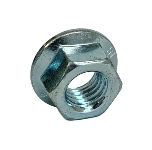 M8-P1.25, DIN 6923 Class 10 Flange Nuts, Zinc Plated