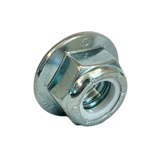 #10-32, Grade F Nylon Insert Flange Lock Nuts, Zinc Plated