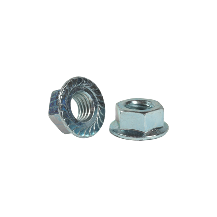 1/4"-28, Serrated Flange Lock Nuts, Zinc Plated