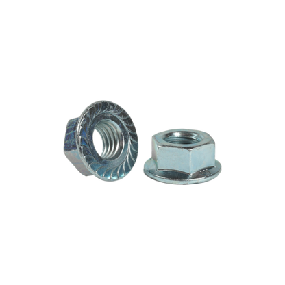 1/4"-28, Serrated Flange Lock Nuts, Zinc Plated