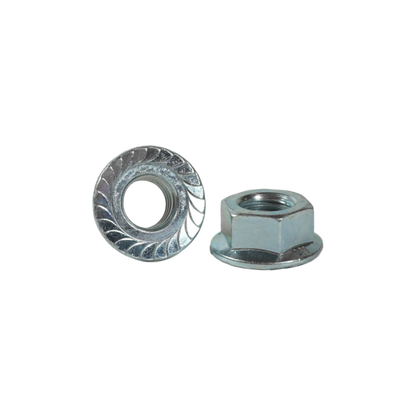 1/4"-28, Serrated Flange Lock Nuts, Zinc Plated