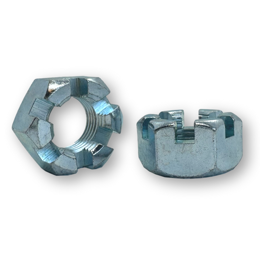 1 1/4"-7, Slotted Hex Nuts, Zinc Plated